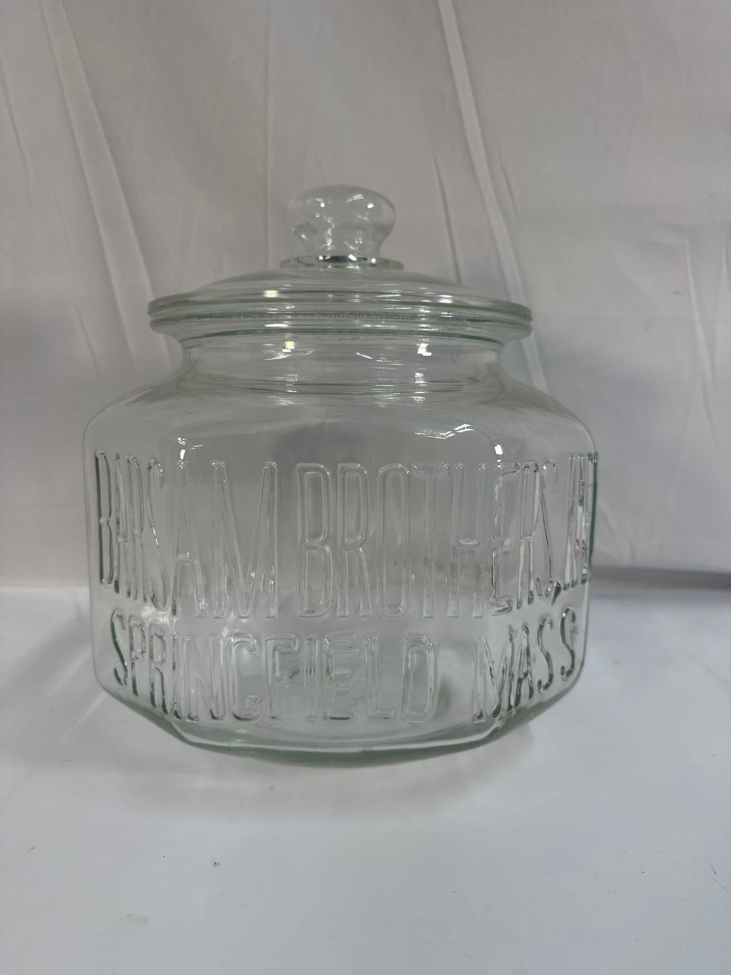 Antique Barsam Brothers  Embossed Glass Display  Jar (1 of 5)