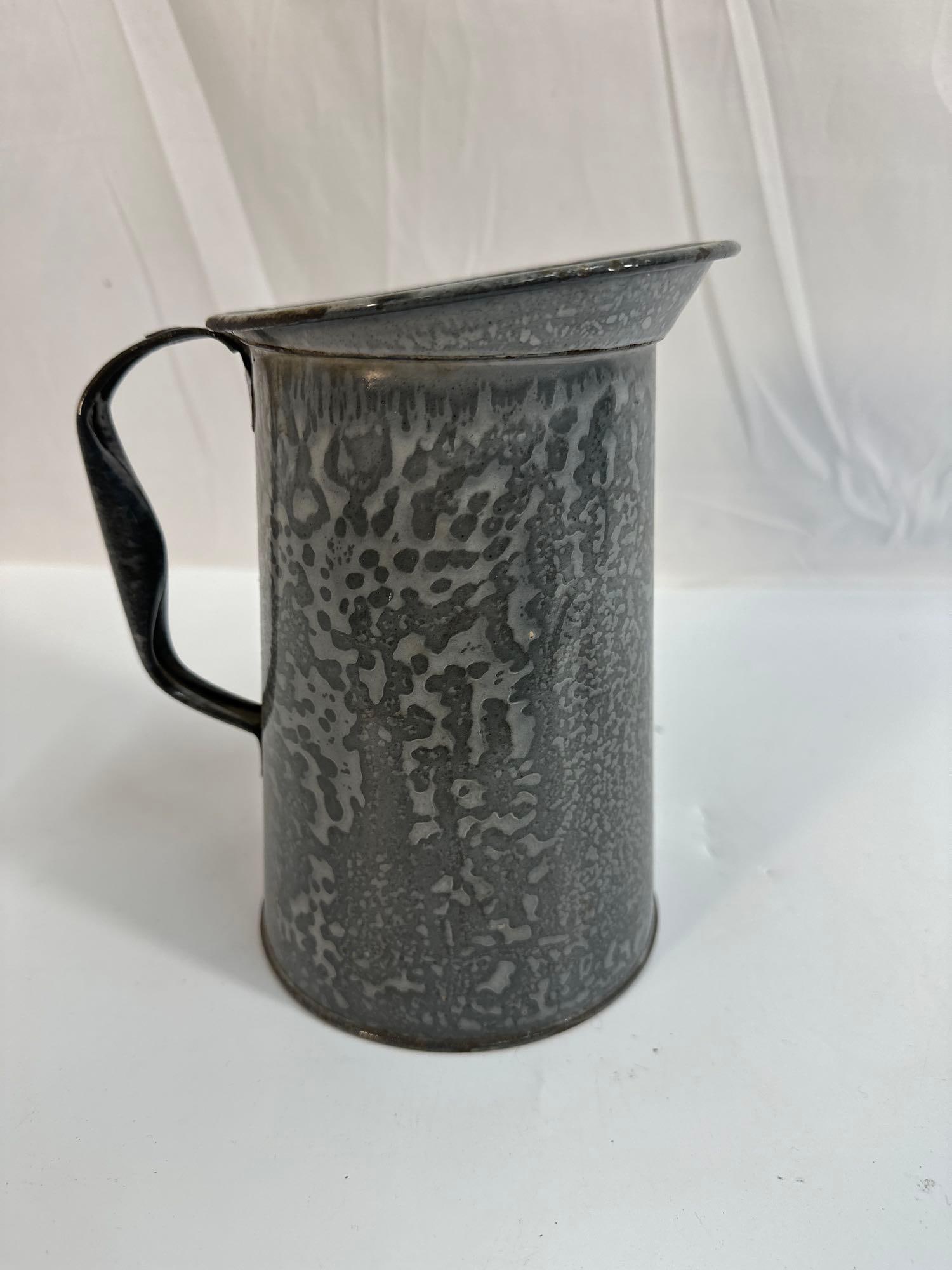 Water Pitcher. Mottled Grey Graniteware - Box 2 photo 9 (1 of 3)