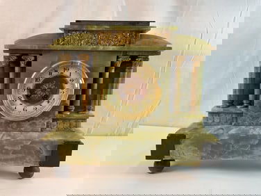 Onyx and Dore Bronze Mantel Clock