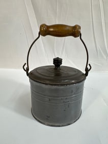 Medium Grey Covered Bucket W/ Natural Wood Handle- Graniteware- Box 2 - Photo 9