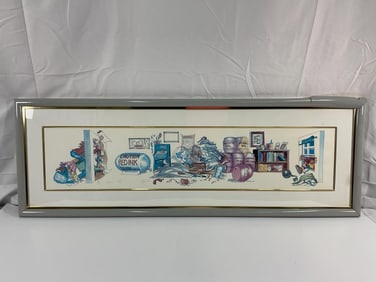 "April 15th" panoramic illustration or print cartoon-style