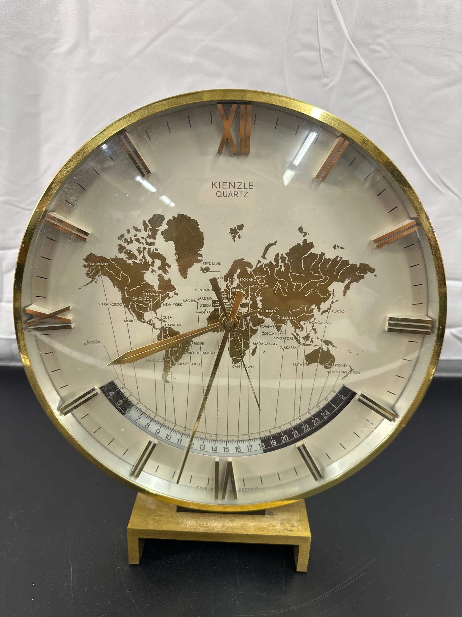 "Kienzle Quartz World Time Clock with Brass Finish" Working (1 of 4)