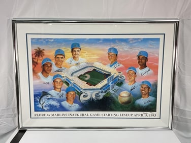 Florida Marlins Inaugural Game Starting Line Up, April 5, 1993 L.E. 554/1000 - Signed