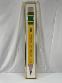 Framed Pop-Art Style Print -Giant Yellow Pencil, Labeled "Union St. Graphics No.1