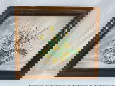 Original Floral Painting on Canvas, signed by the Artist Juan Luis