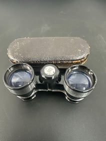 Vintage Binolux 25x Mini Opera Glasses with Leather Case 1940's-50's