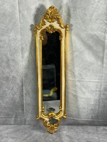 Dauphine Harrison & Gil Hand Carved Painted Gold Gilt Scone Mirror