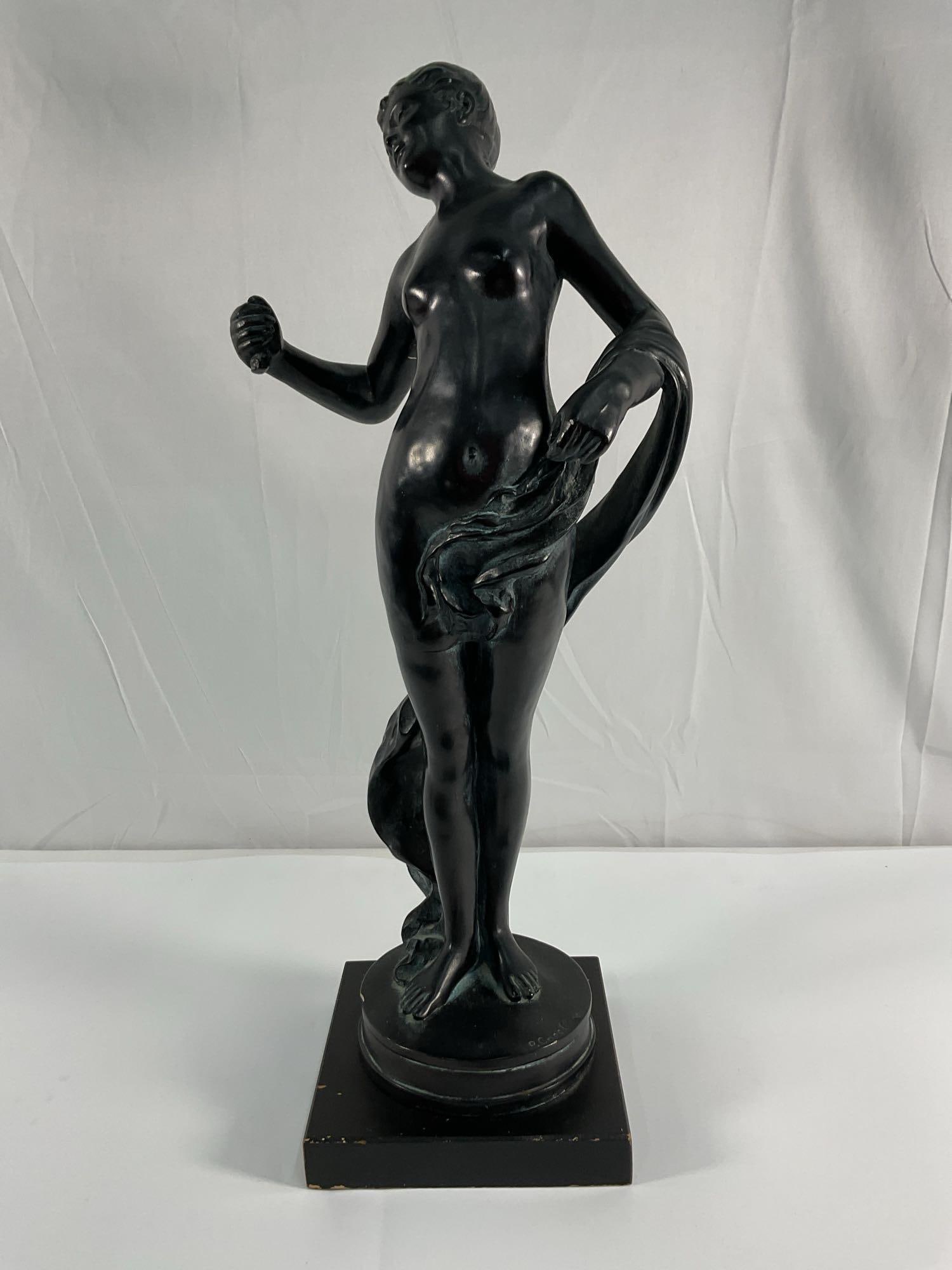 Austin Sculpture "Narcissa" After Paulo Capellaro: Artist/Manufacturer: Austin Productions Medium: Cast resin or stone composite with a bronze finis This is an elegant sculpture produced by Austin Productions, known for their modern and classical art-