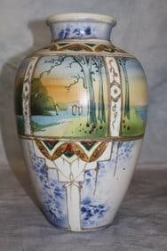 Nippon Japanese Porcelain Vase: Hand Painted "NIPPON" Japanese Porcelain Vase w/ Handles Dimensions: H:5in L:6 1/2in W:4 1/2in