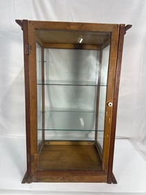 Antique Edwardian Sheraton Oak and Glass Display Case - 1920's