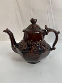 Yellow Ware Coffee Pot  Rockingham Glaze - Box 14
