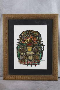Guido Betancourt (Cuban) Water color: Watercolor painting by Cuban/American artist Guido Betancourt signed and dated 1996. Dimensions: H:24in L:20in