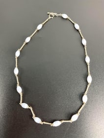Judith Ripka Sterling Silver and Blue Lace Agate Beaded Necklace