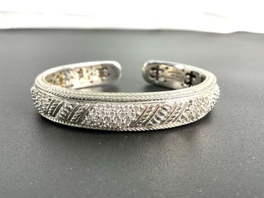 Judith Ripka Sterling Silver Pave Diamond Cuff Bracelet