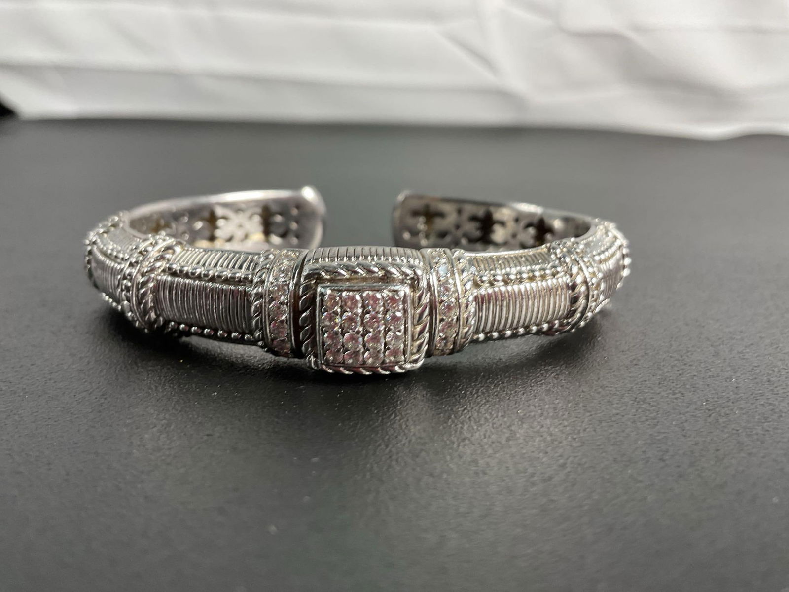 Judith Ripka Sterling Silver and Pave Diamond Cuff Bracelet (1 of 5)