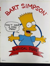 Lot of 10 â€œRadical Dudeâ€ Bart Simpson Posters (1990)