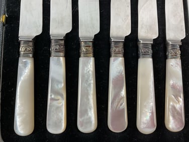 Vintage Set of Mother-of-Pearl Handled Butter Knives-John Turton EPNS Silver Plated Sheffield