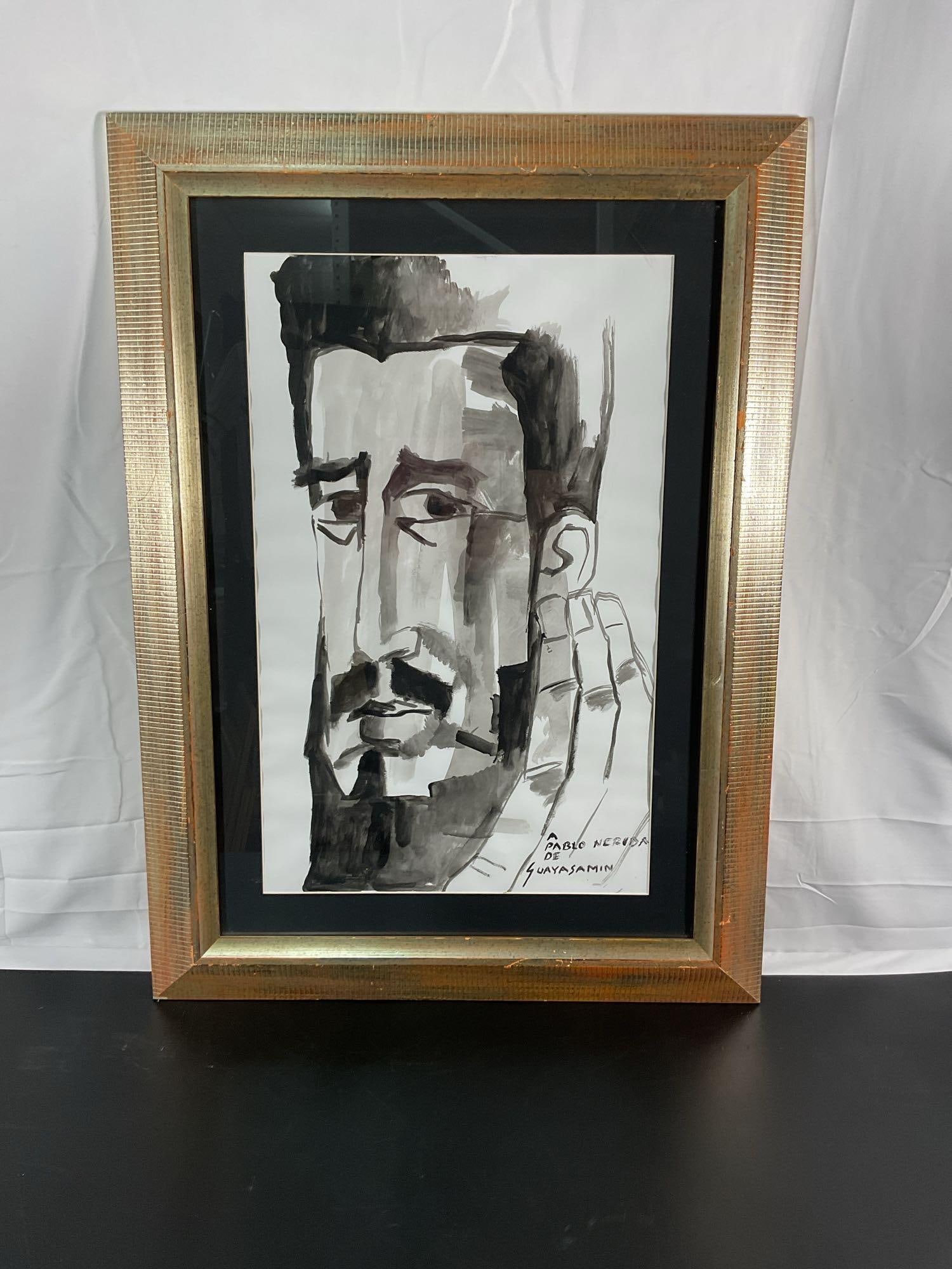Portrait of Pablo Neruda by Oswaldo Guayasamin (1 of 5)