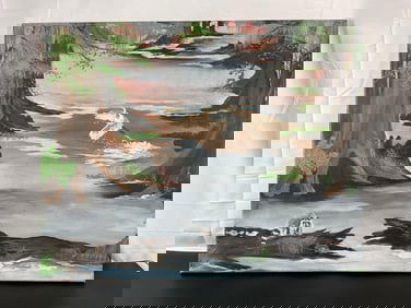 Fish eating creek by Sharon Dalene (American) Oil on Canvas