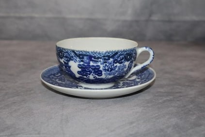 Vintage Blue & White Saucer & Cup