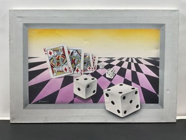 Surreal Casino Scene by Valter de Morais (Brazil, b.1948) Acrylic on Canvas