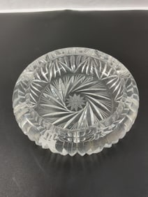 Vintage Cut Crystal Ashtray with Starburst Pattern