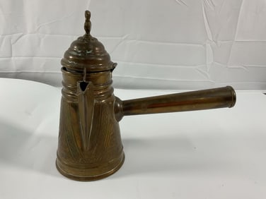 Antique Brass Turkish Coffee Pot (Cezve/Ibrik) Iskandar Matar & Sons - Nazareth