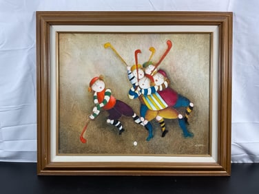 Whimsical Hockey Players - Signed Joyce Roybal (1955)