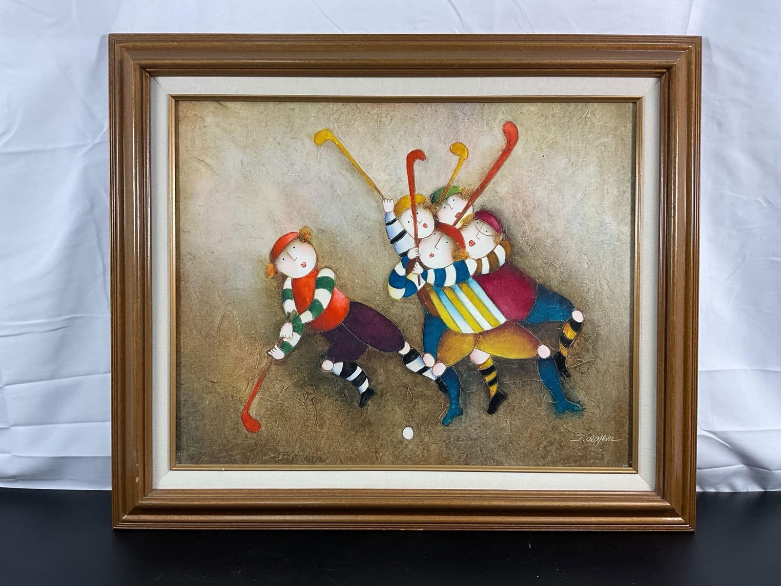 Whimsical Hockey Players - Signed Joyce Roybal (1955) (1 of 3)