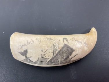 Antique 1862 Scrimshaw Whale tooth