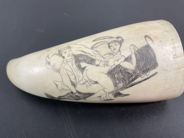Erotic Antique Scrimshaw Whale Tooth