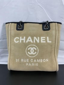 Chanel Deauville Canvas Tote in Beige