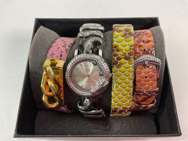 Snake Motif Watch Set with Interchangeable Straps