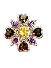Judith Ripka Sterling Silver Multi-Gemstone Brooch - 14K Thailand