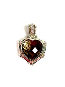 Judith Ripka Smoky Quartz and Diamond Heart Pendant