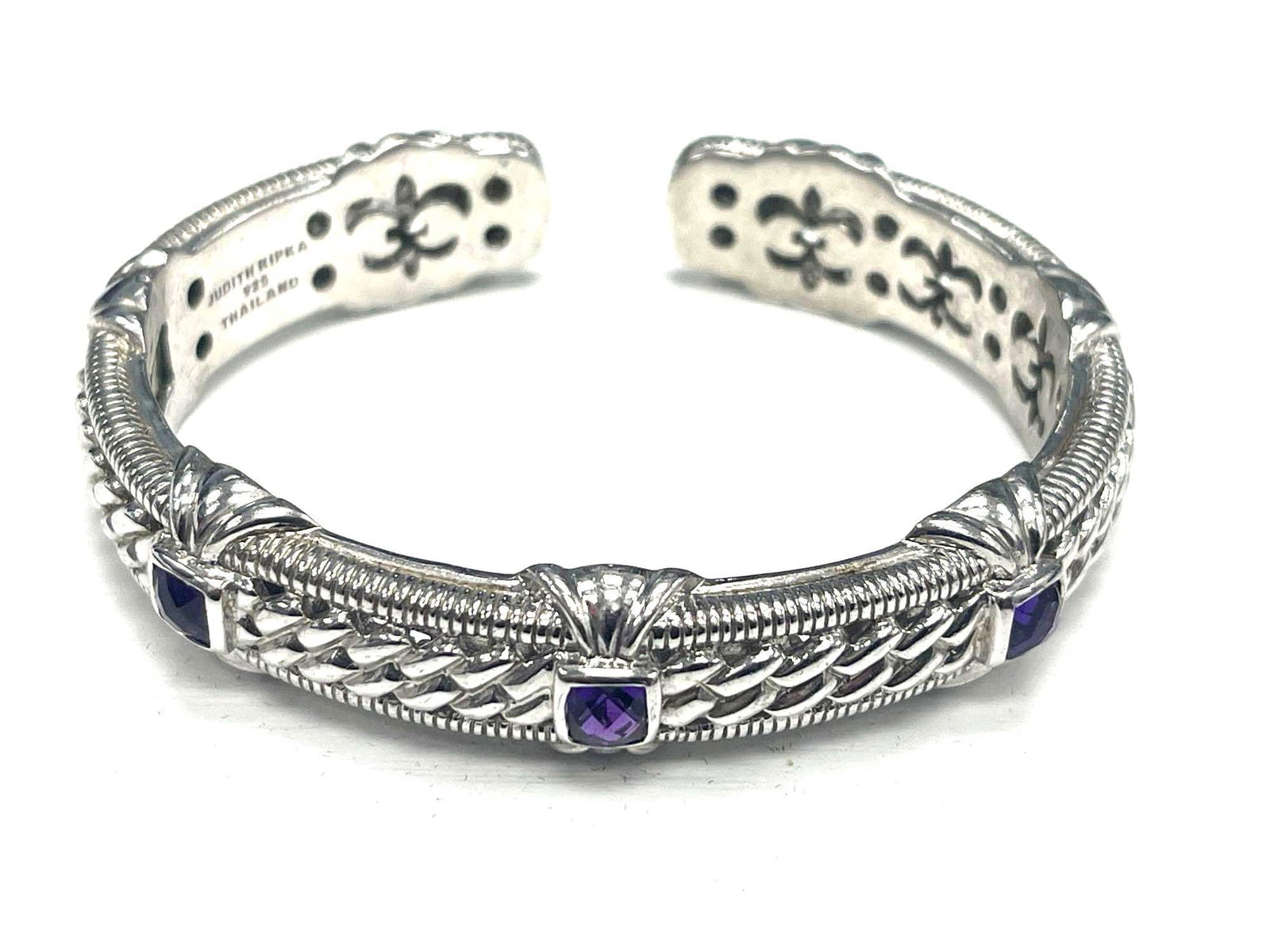 Judith Ripka Sterling Silver Amethyst Cuff Bracelet (1 of 4)
