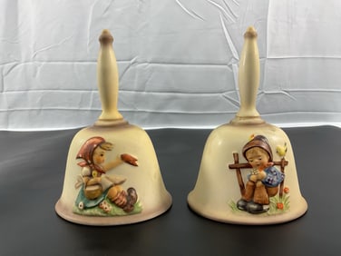 M.I. Hummel Porcelain Collector Bells with Hand-Painted Children Scenes