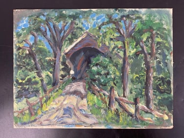 Impressionist Landscape Painting on Canvas - Artist Unknown