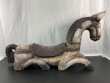 Antique Hand-Carved Wooden Horse
