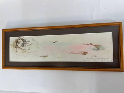 Dreamscape by Taymy Martinez (Cuban) Mixed Media: This artwork by Taymy Martinez features a delicate and ethereal composition, blending soft watercolor tones with fine line work. The dreamlike quality is enhanced by the subtle blending of pinks and e