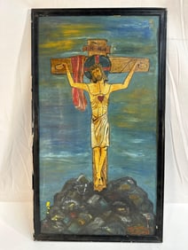 Crucifixion by  Panchy (Cuban) Oil on Board