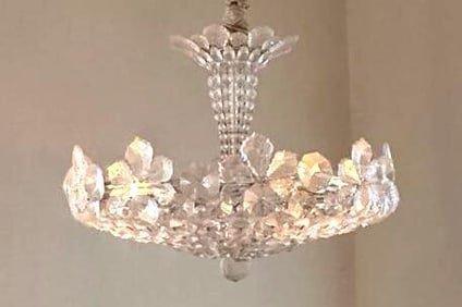 Glass Chandelier with Floral Crystal-Like Design - Schonebek