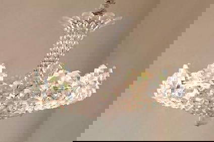 Glass Chandelier with Floral Crystal-Like Design - Schonebek (1 of 4)