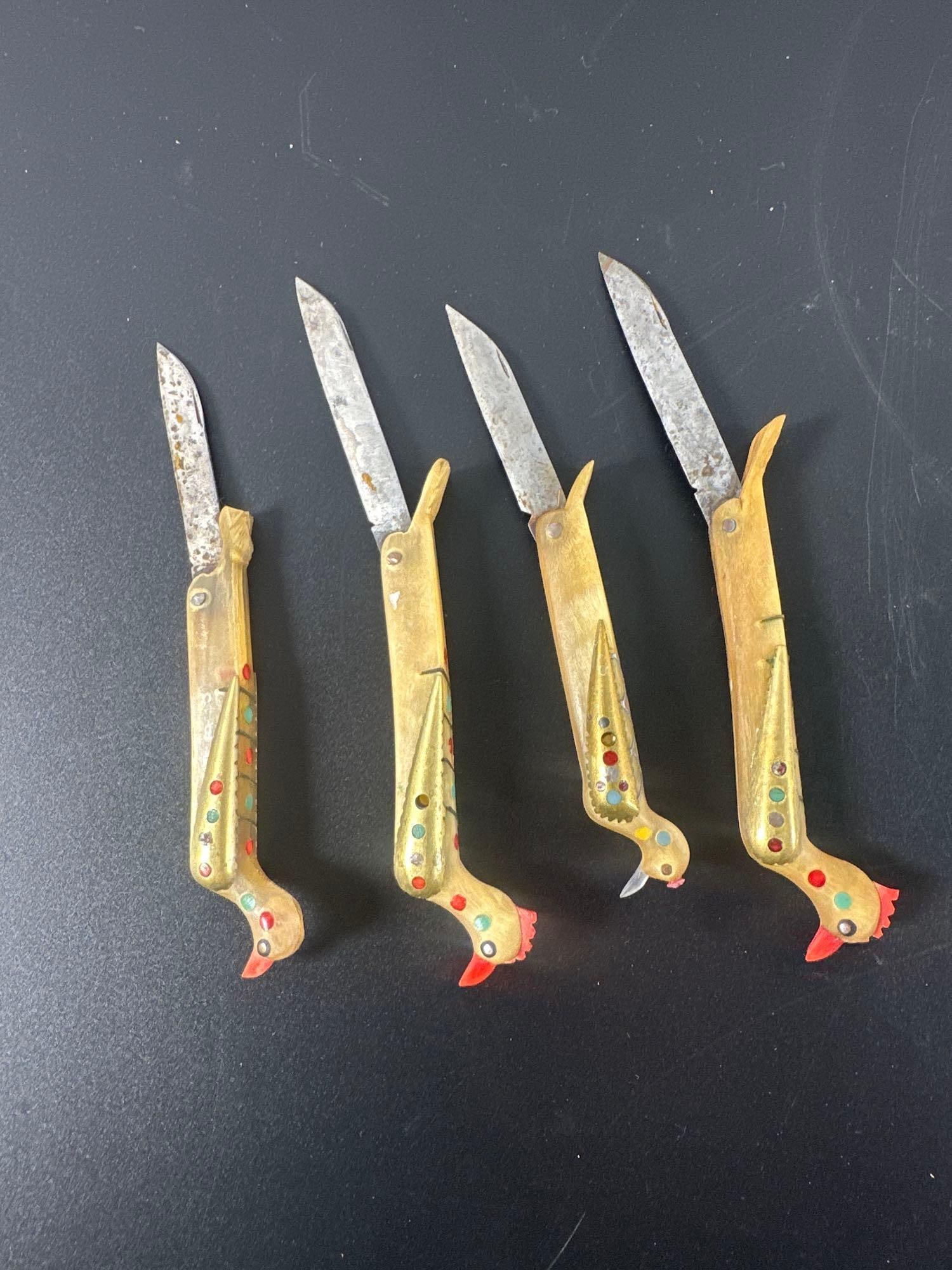 Set of Vintage Bird Handle Folding Knives (1 of 2)