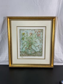 Floral Still Life by Edna Hibel (American, 1917-2014) Lithograph