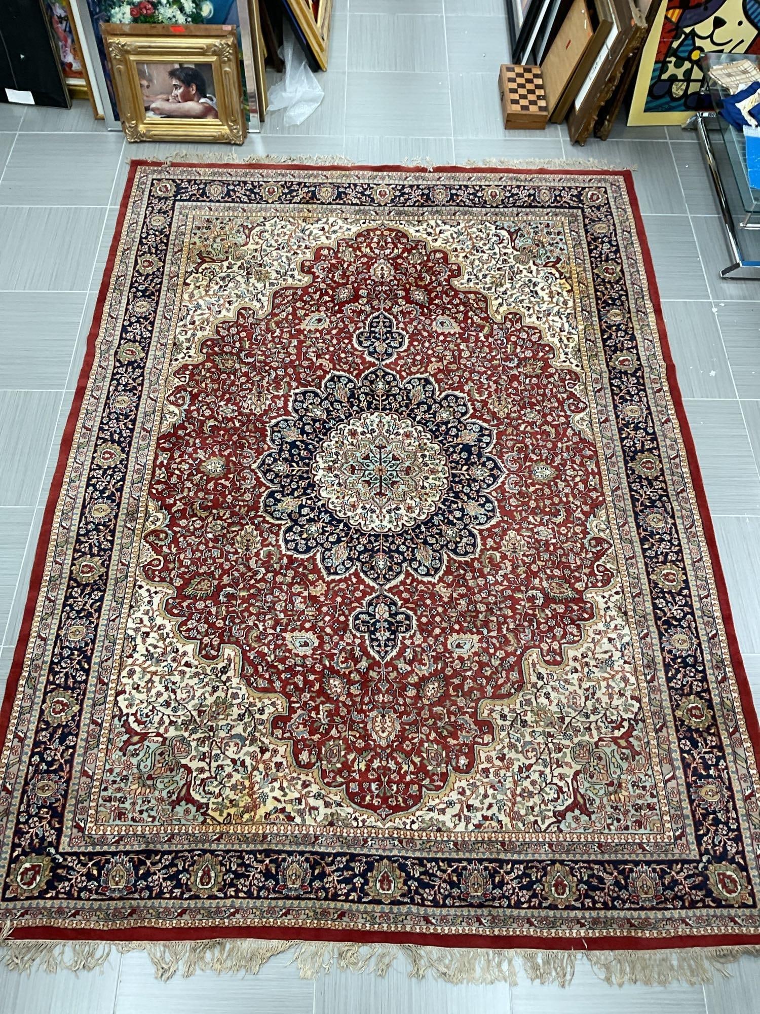 Hand-Knotted Persian Kerman Wool Rug (1 of 4)