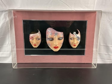 Trio of Decorative Art Nouveau-Inspired Mask Sculptures
