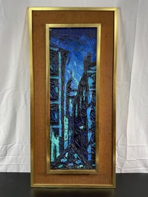 Midnight Cityscape - Textured Abstract Painting