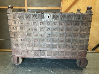 Antique Hand-Carved Wooden Chest