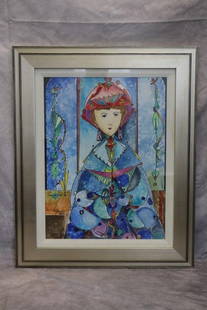 Watercolor by Jose Marie Mijares Fernandez (Cuban, 1921-2004): Watercolor painting by artist JOSE MIJARES FERNANDEZ (Cuban, 1921-2004) Dimensions:L:22in H:27in